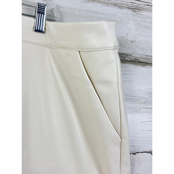 A New Day Womens plus 2X Faux Leather Mini Skirt Cream new lined soft - Picture 6 of 8
